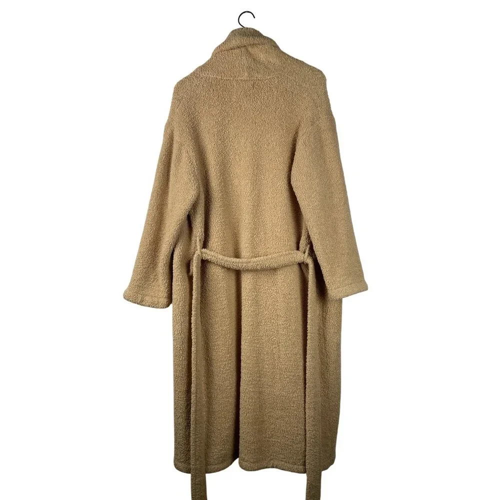 Barefoot Dreams Cozy Chic Wrap Long Robe Unisex Size 1 Tan Fluffy Soft Comfy - Picture 8 of 10